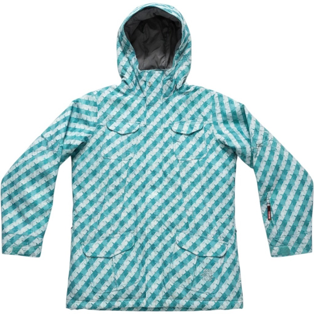 Sims Girls XL Snowboard Jacket Teal White Geometric Hooded Ski Coat 960F9SIMSG01